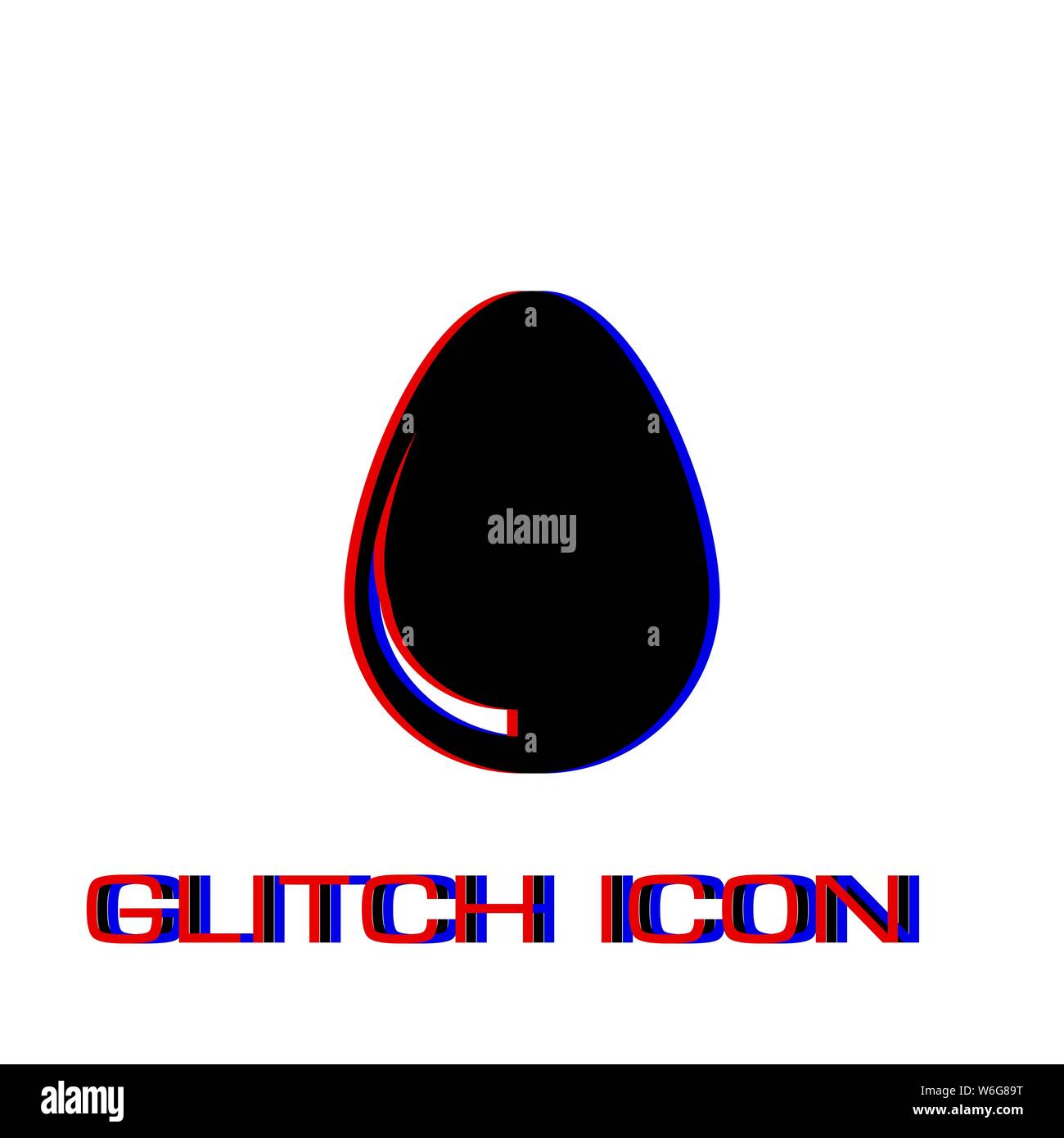 Egg icon flat. Simple pictogram - Glitch effect. Vector illustration symbol Stock Vector