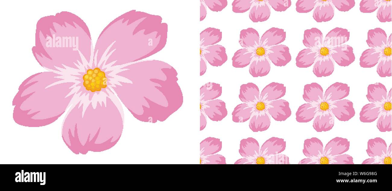 A seamless pattern of flowers on white illustration Stock Vector Image ...