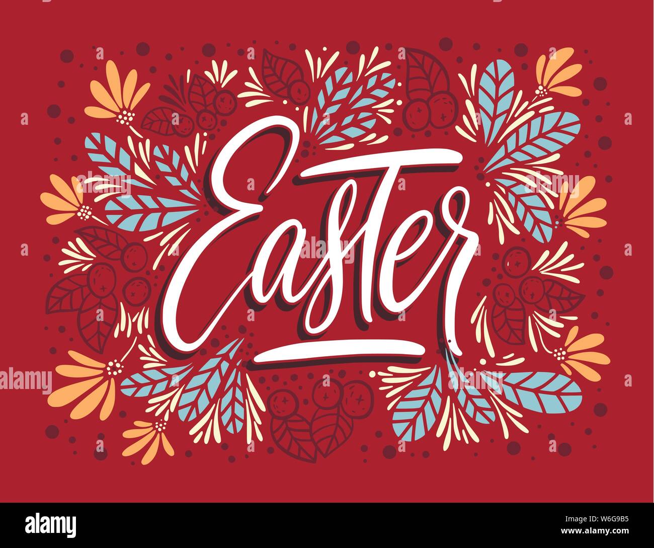 Easter vector lettering card Easter Ornate handdrawn postcard with Easter vector lettering card Easter Ornate handdrawn postcard with