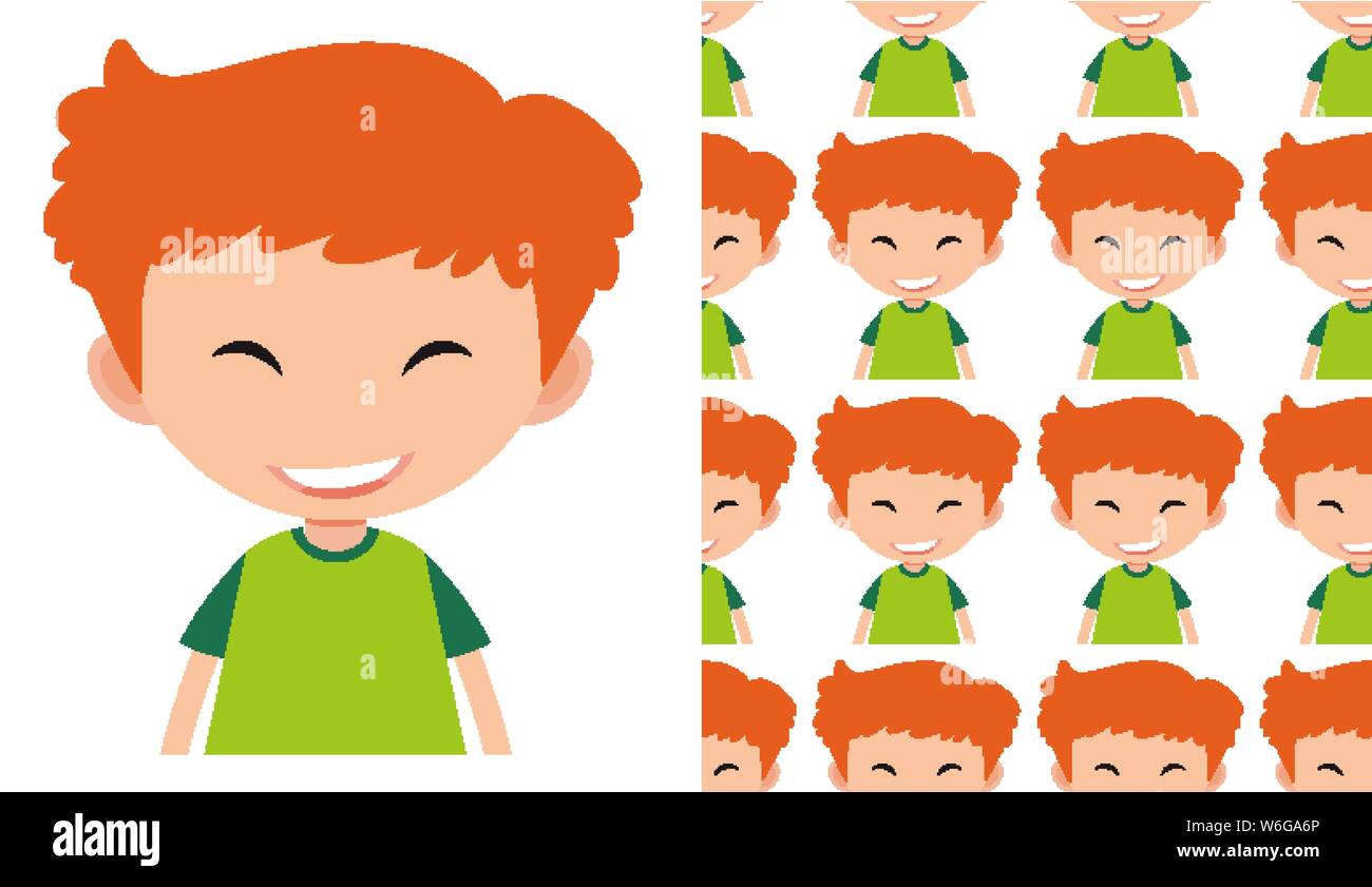 A seamless pattern on white of simple kid characters illustration Stock ...