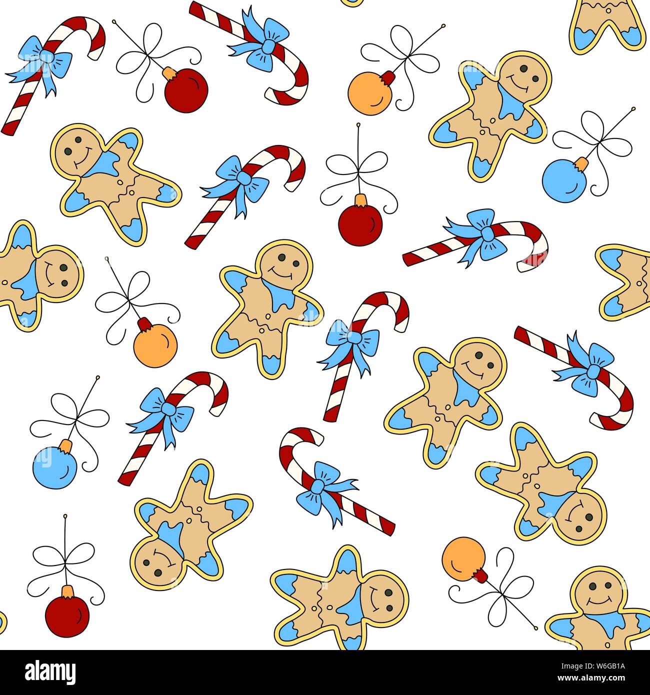 Vector Christmas seamless pattern with color symbols of gingerbreads ...