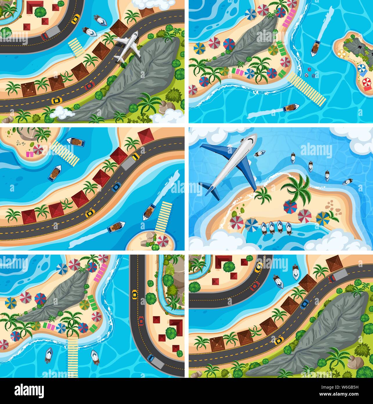 Set of aerial view scenes illustration Stock Vector Image & Art - Alamy