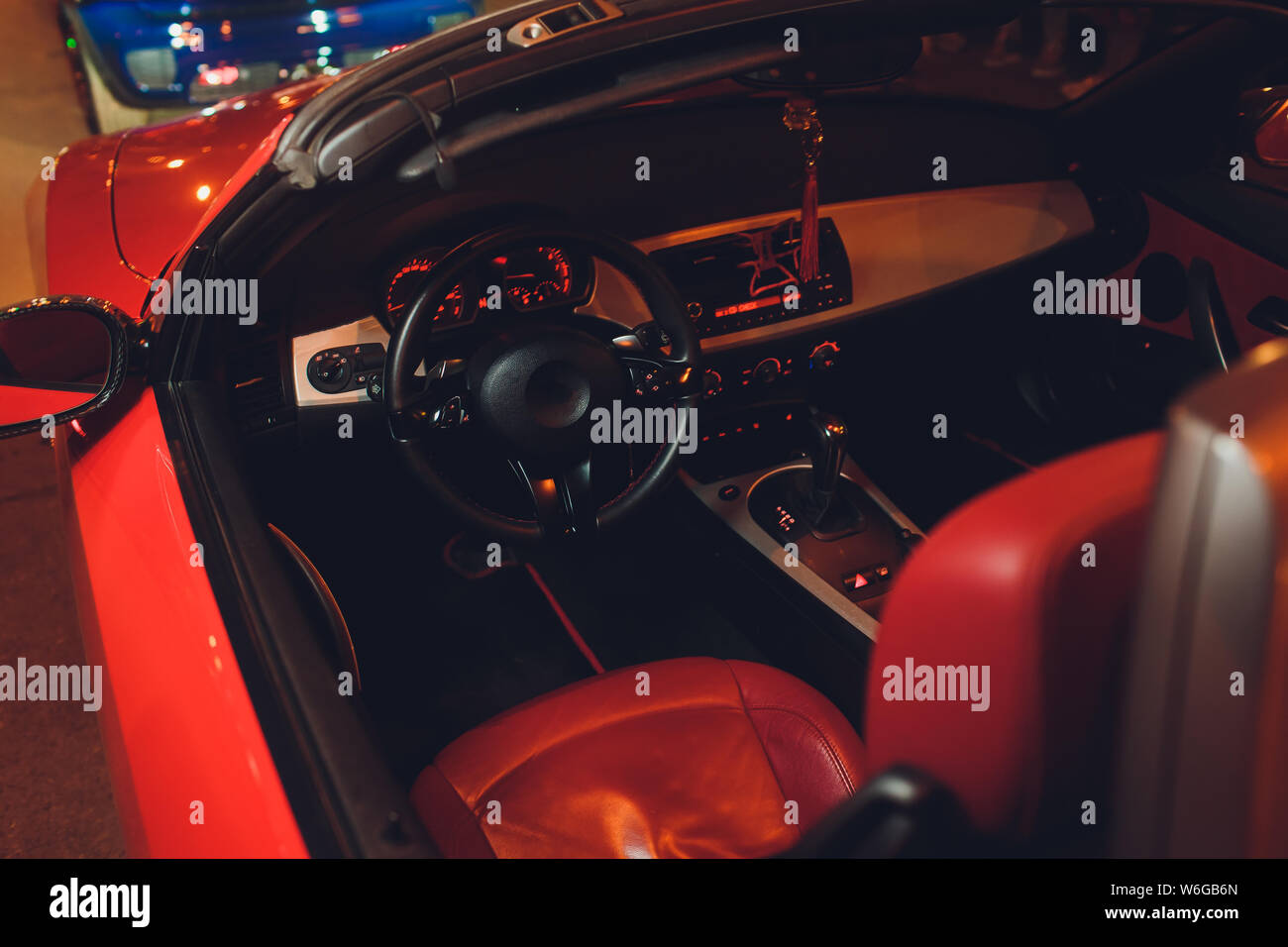 night driving a convertible with the top down Stock Photo Alamy