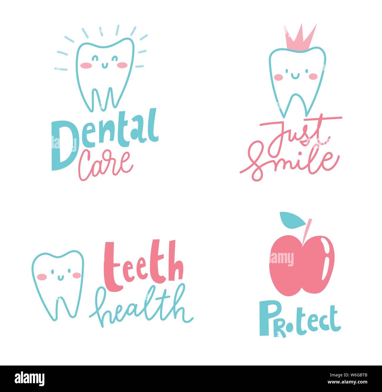 Set of four cute cartoon stomatology logos Stock Vector Image & Art - Alamy