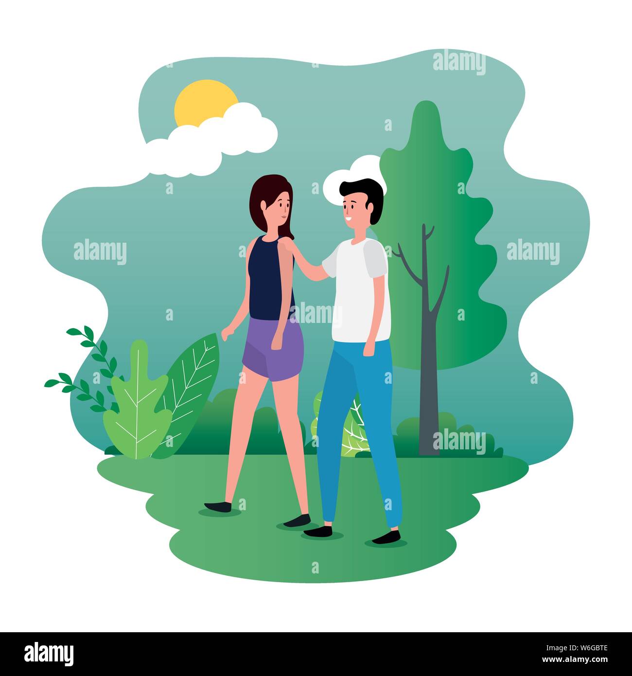 cute lovers couple on the park characters Stock Vector Image & Art - Alamy