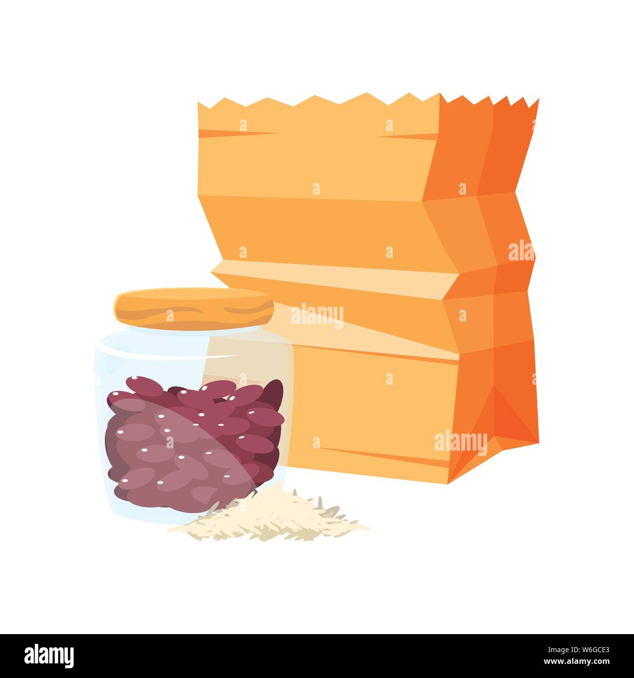 grocery paper bag beans and rice vector illustration Stock Vector Image