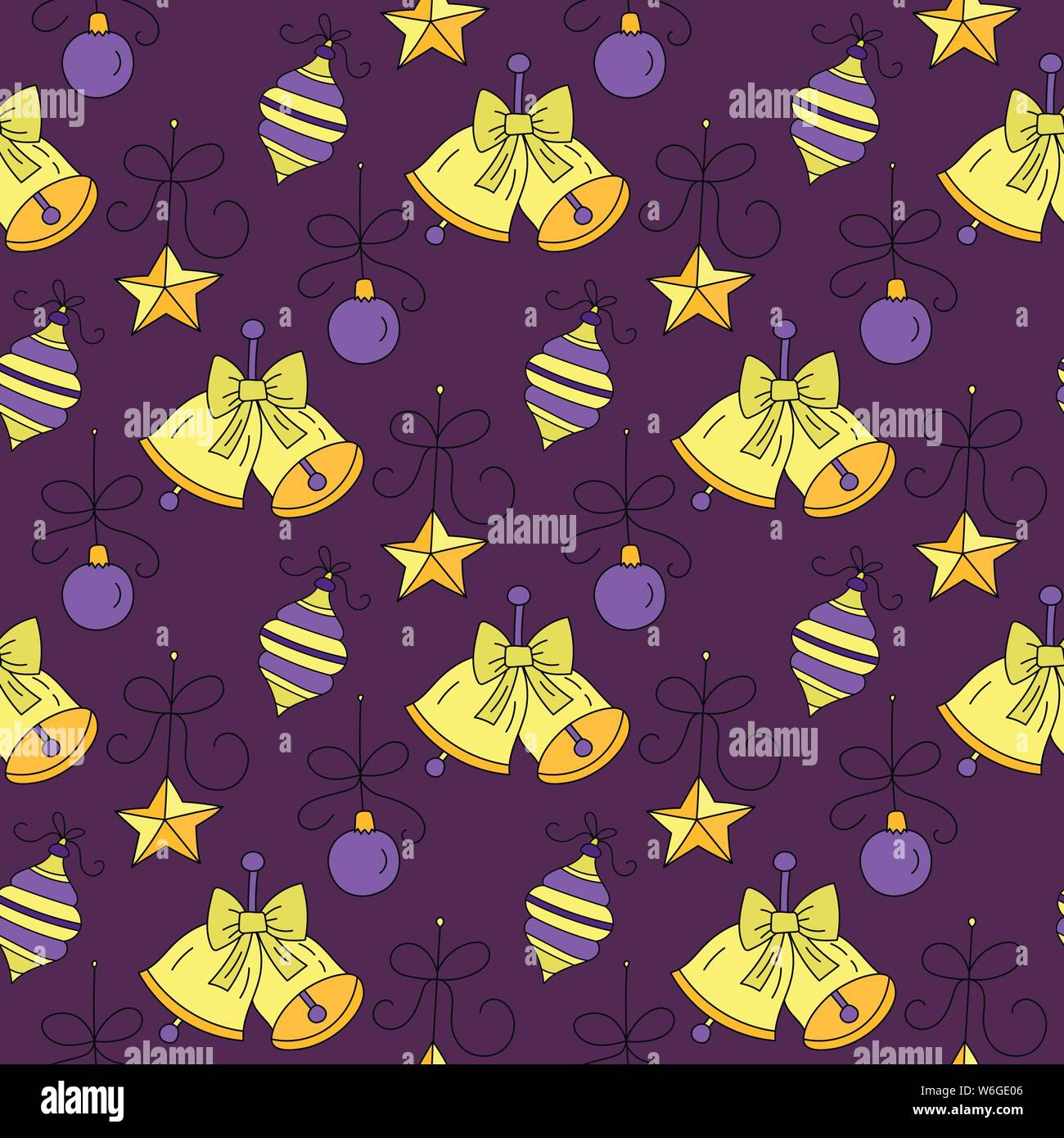 Vector Christmas seamless pattern with color symbols of decoratoins.and ...