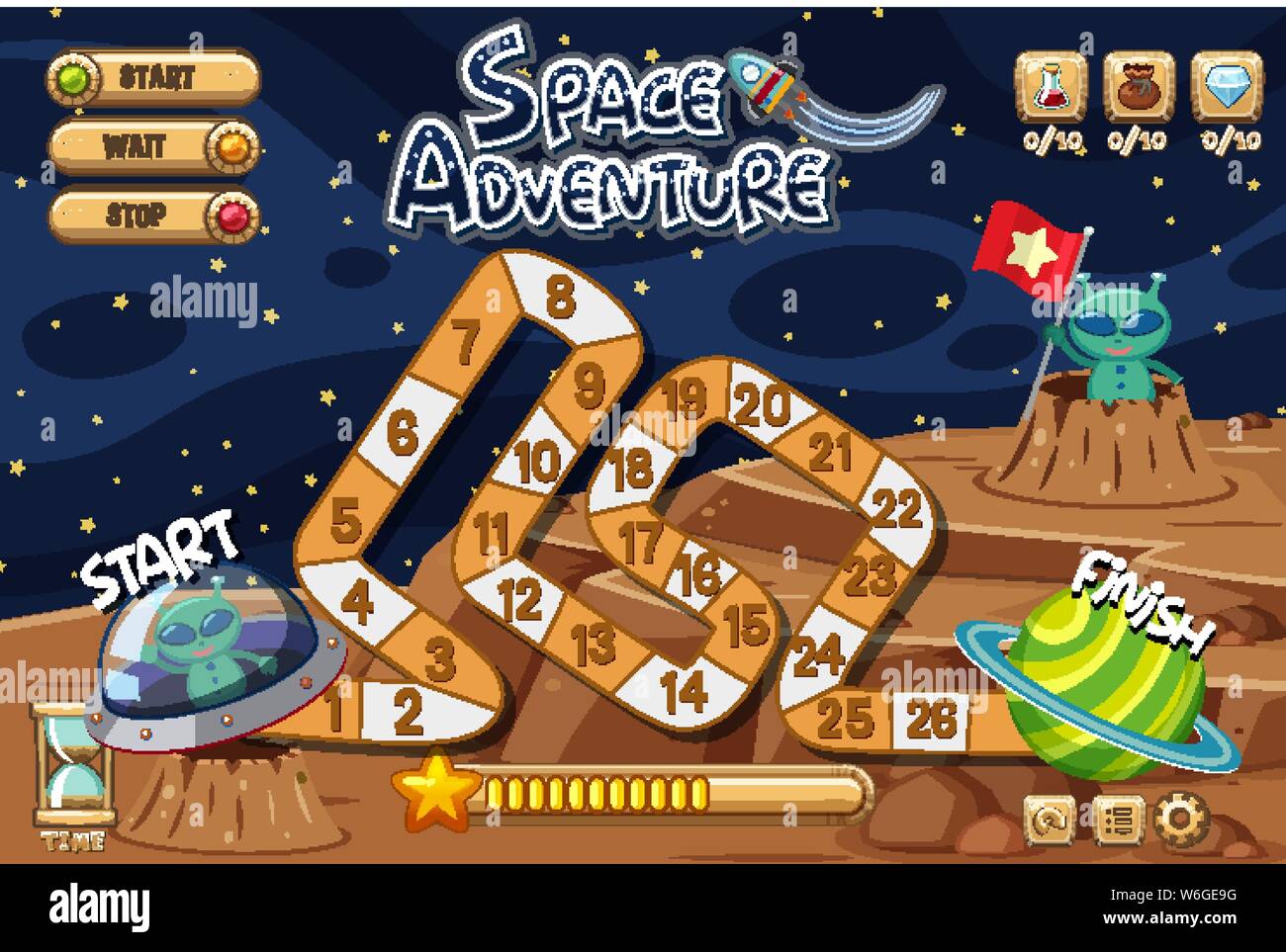 Game background template with aliens on moon illustration Stock Vector ...