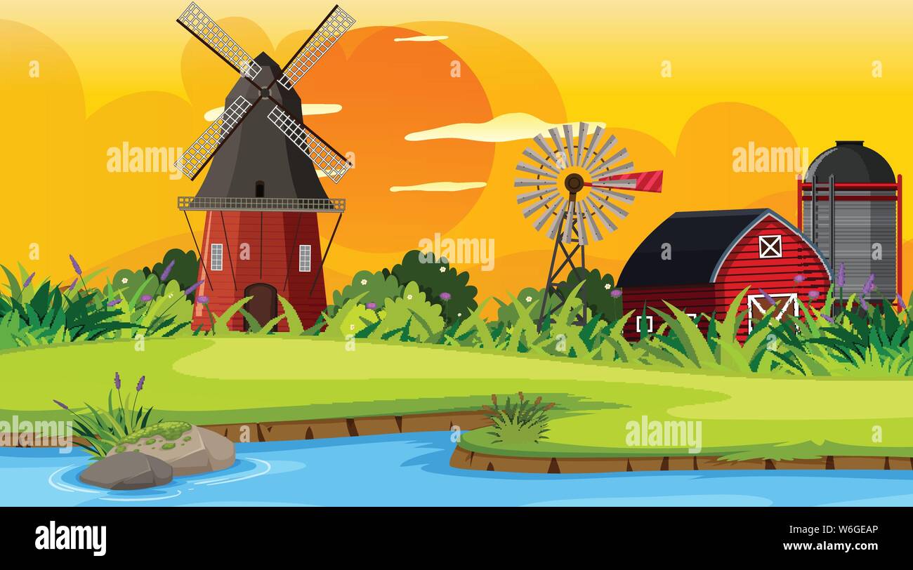An outdoor scene with farm illustration Stock Vector Image & Art - Alamy