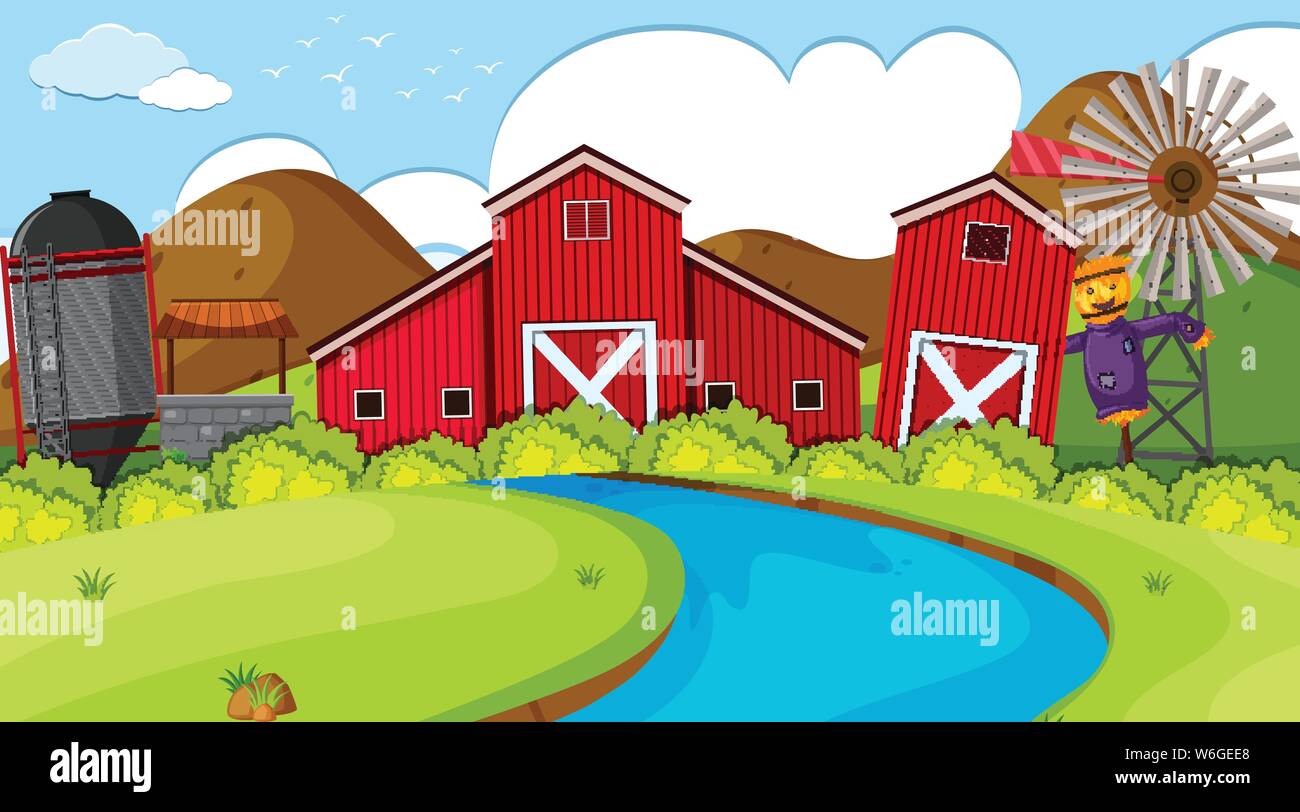 An outdoor scene with farm illustration Stock Vector Image & Art - Alamy