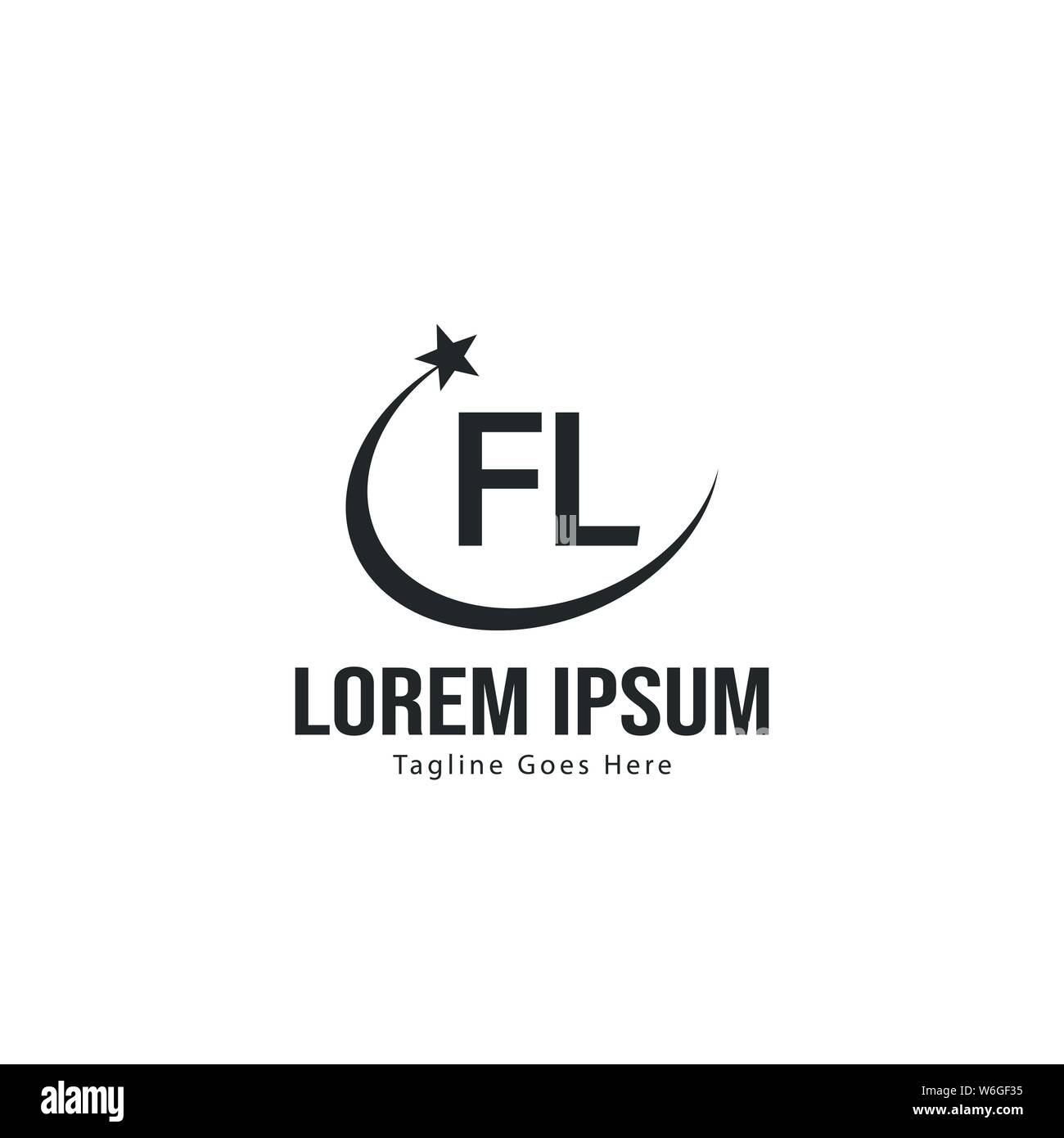 Initial FL logo template with modern frame. Minimalist FL letter logo ...