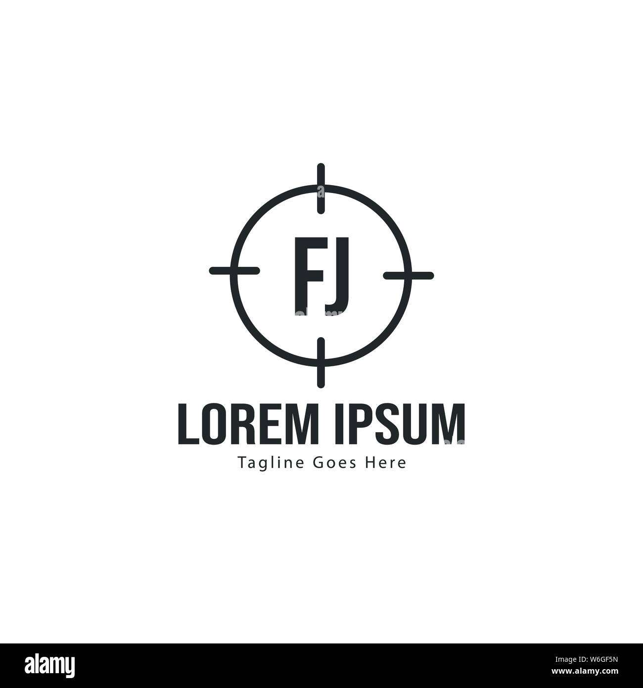 Initial FJ logo template with modern frame. Minimalist FJ letter logo