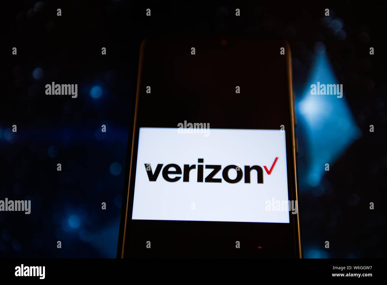 Poland. 1st Aug, 2019. In this photo illustration a Verizon logo seen displayed on a smartphone