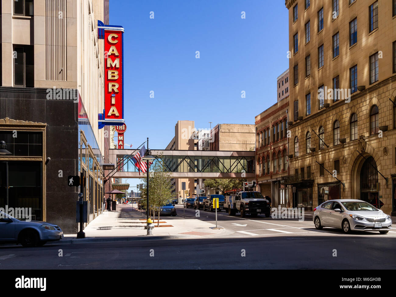 Dallas, TX - March 16, 2019: Historic Majestic Theater located in downtown Dallas. Texas, just beside Cambria Hotel. Stock Photo