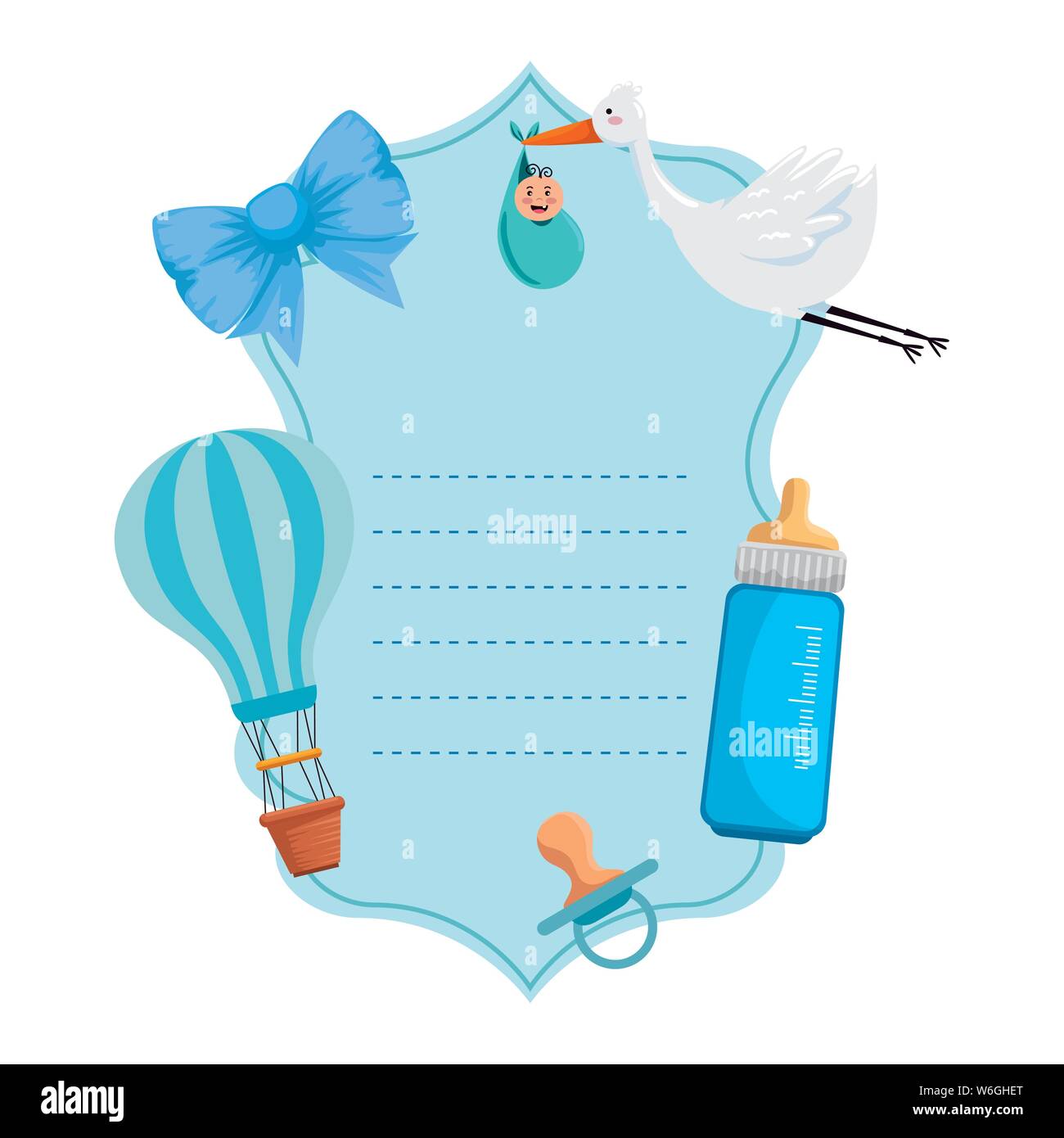 baby shower card with stork and little newborn Stock Vector Image & Art ...