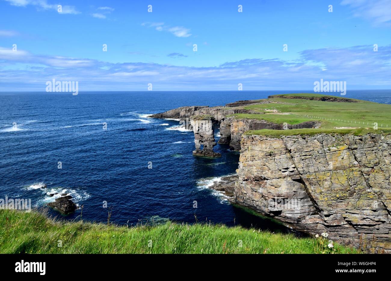 Yesnaby Cliffs on the west coast of Mainland Orkney. Stock Photo