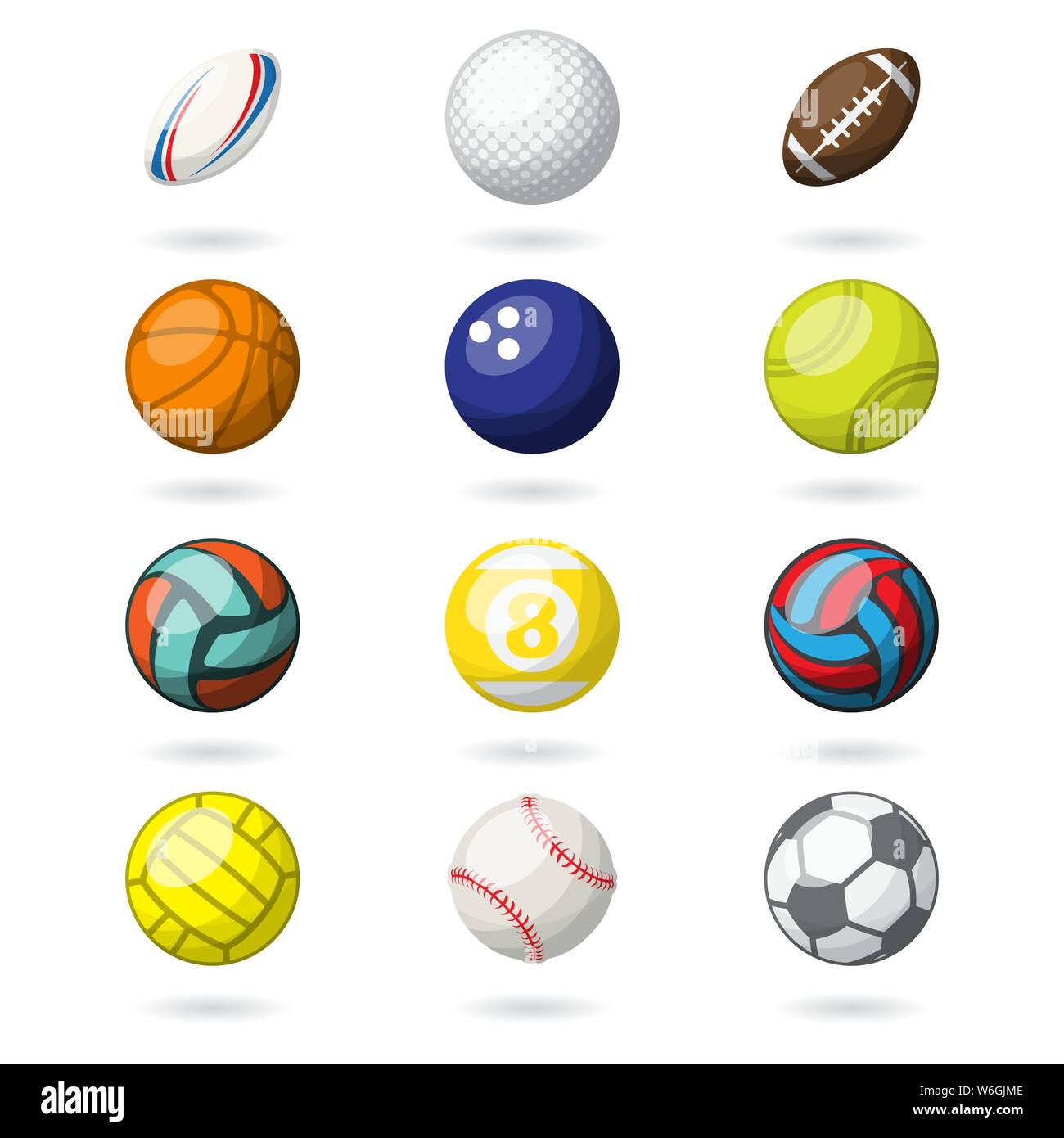 Set of different color sport balls isolated on white background Stock  Vector Image & Art - Alamy