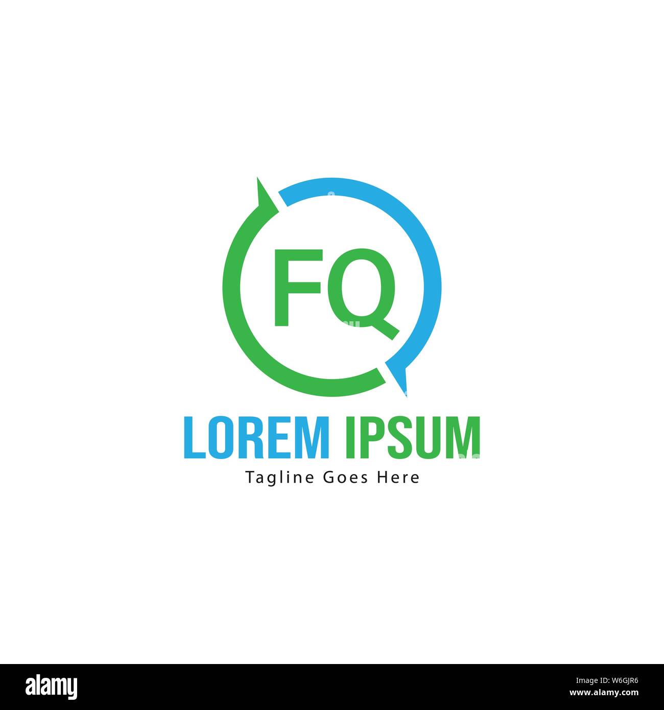 Initial FQ logo template with modern frame. Minimalist FQ letter logo vector illustration design Stock Vector