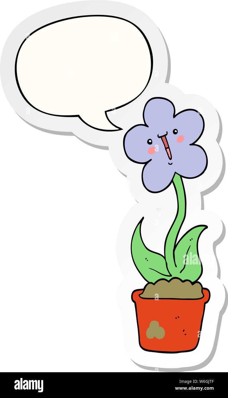 cute cartoon flower with speech bubble sticker Stock Vector Image & Art ...
