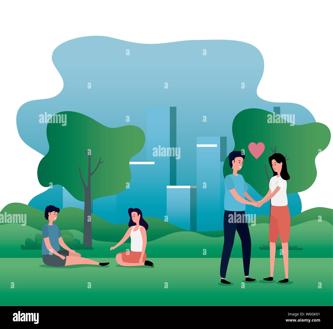cute lovers couples on the park characters Stock Vector Image & Art - Alamy