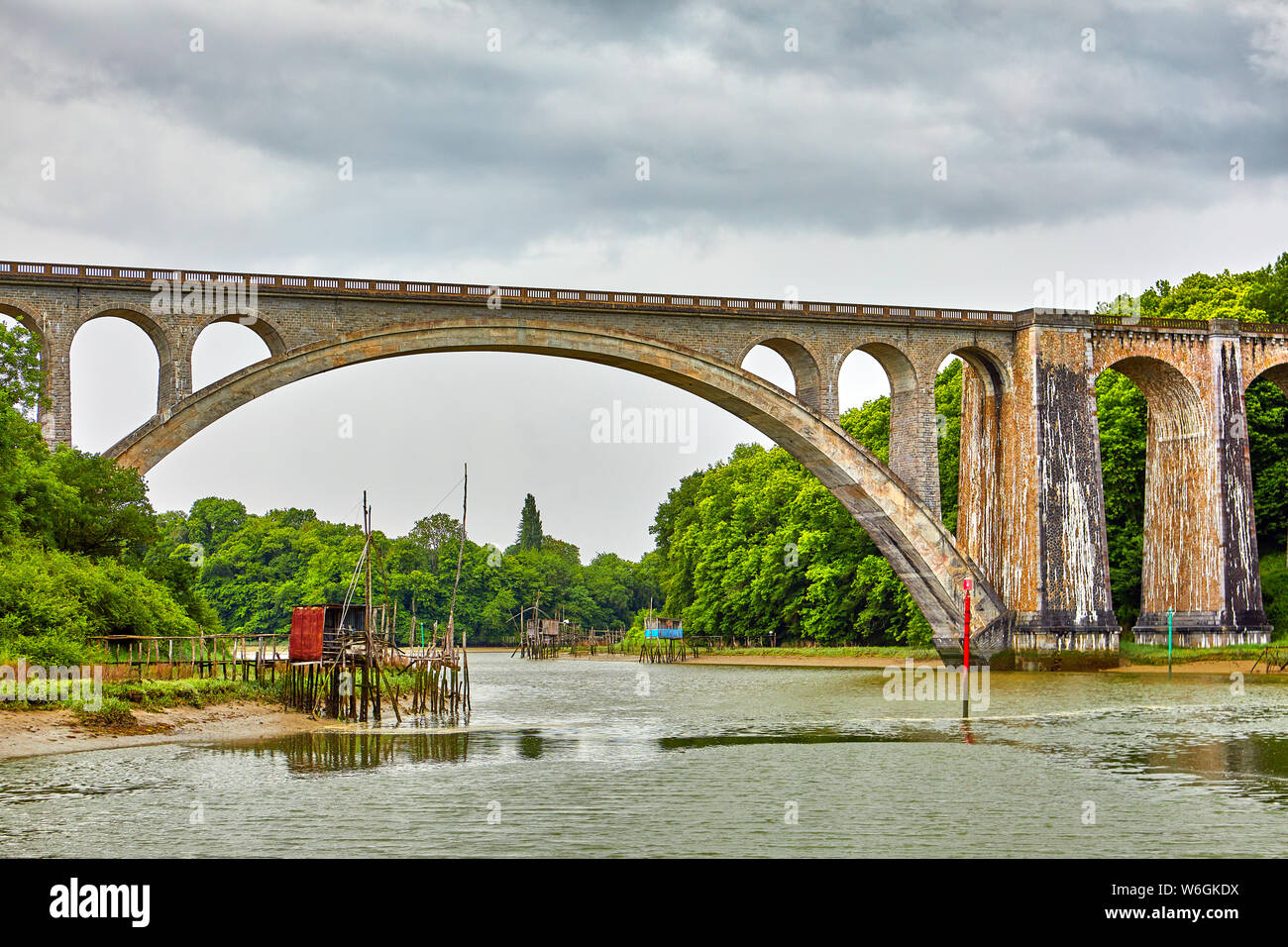 Image of Rail Viaduct over the River Rance near Lyvet, France Stock Photo