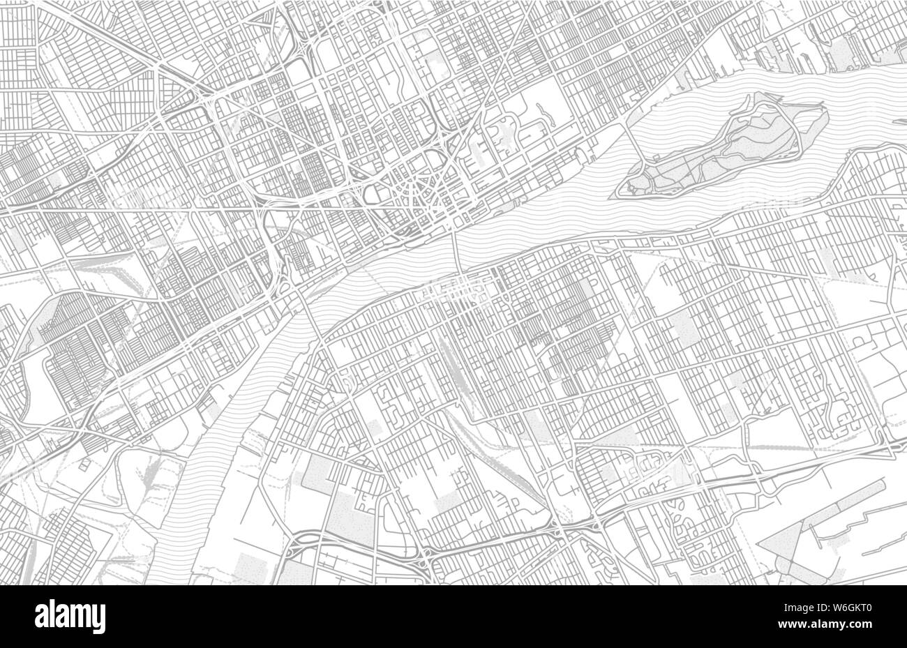 Windsor, Ontario, Canada, bright outlined vector map with bigger and
