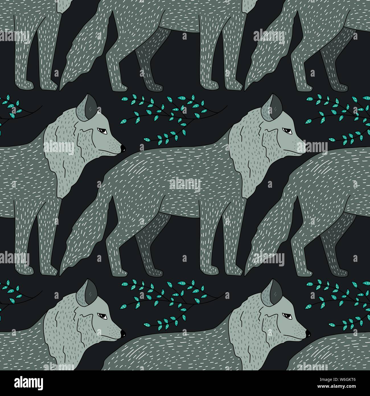 Seamless vector forest pattern with cute color illustrations - wild ...