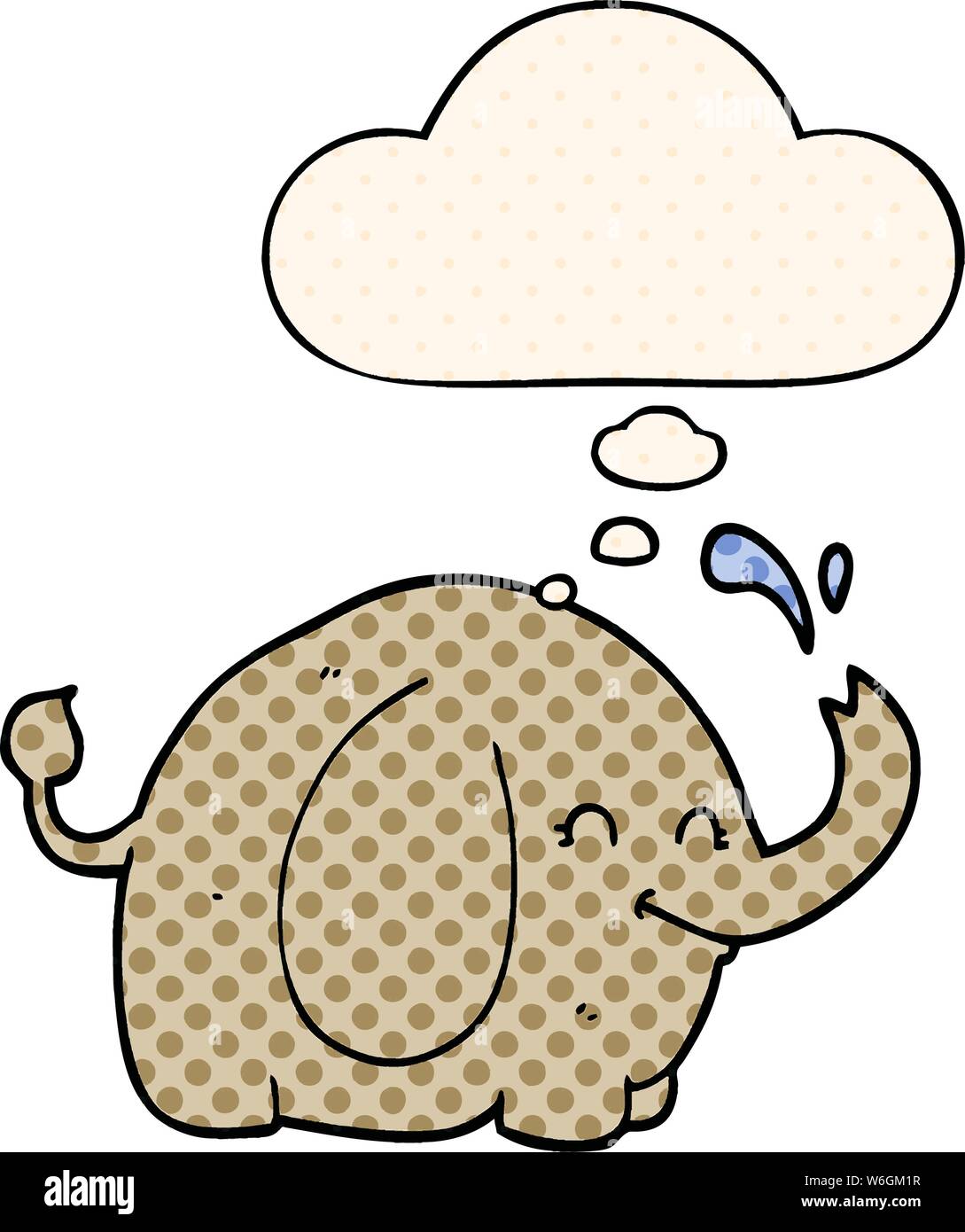 cartoon elephant with thought bubble in comic book style Stock Vector