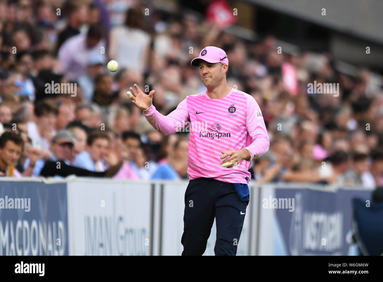London, UK. 1st Aug, 2019. Daivd Malan (C) of Middlesex during T20 Vitality Blast Fixture between Middesex vs Kent at The Lord Cricket Ground on Thursday, August 01, 2019 in LONDON ENGLAND. Credit: Taka G Wu/Alamy Live News Stock Photo