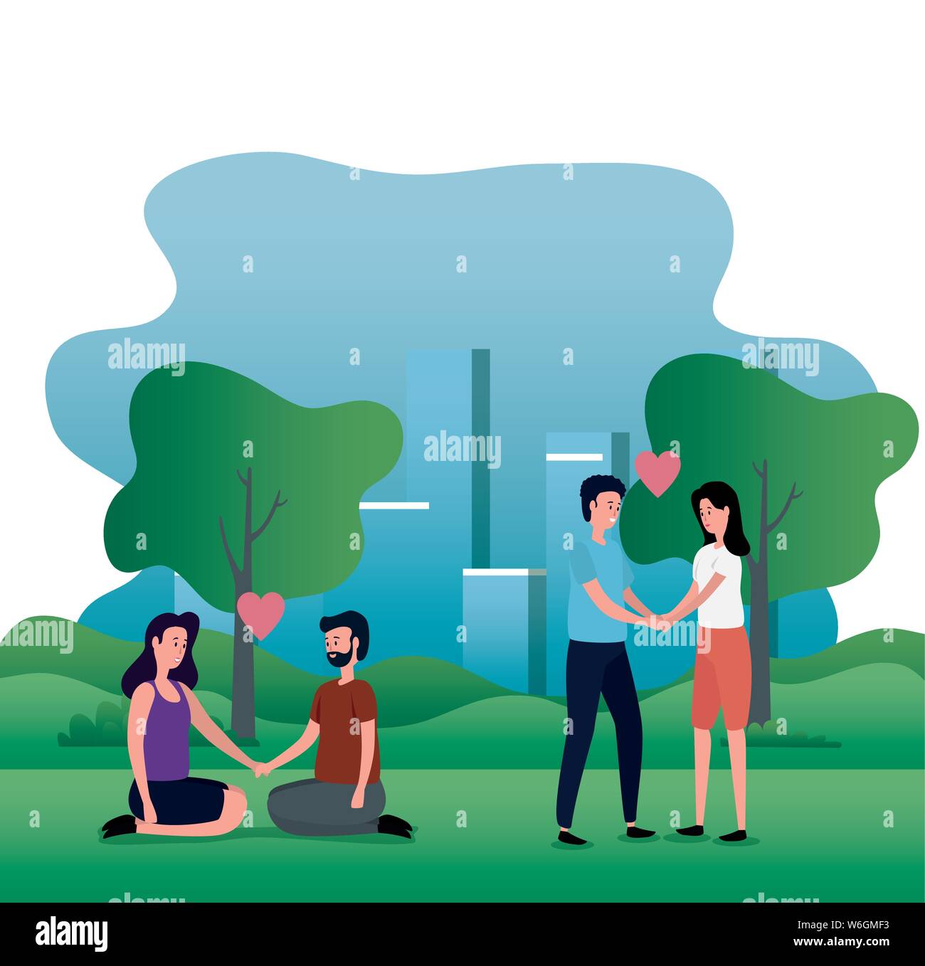 cute lovers couples on the park characters Stock Vector Image & Art - Alamy
