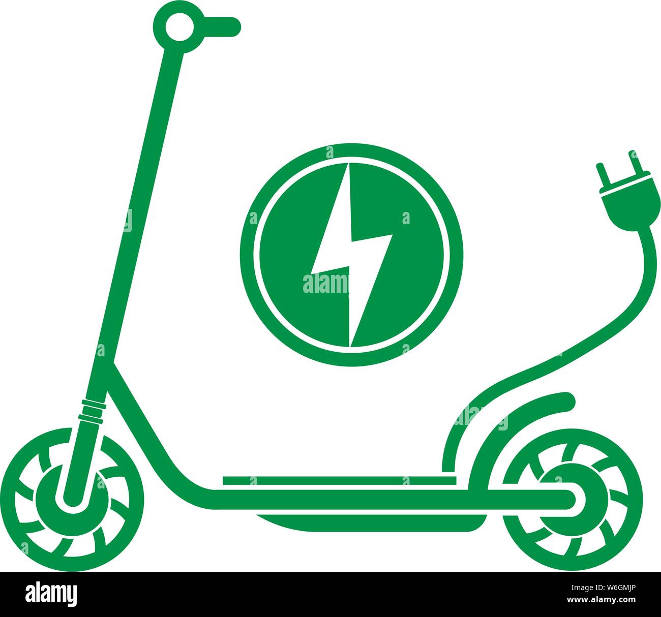 electric push scooter e-scooter symbol with plug vector illustration Stock Vector