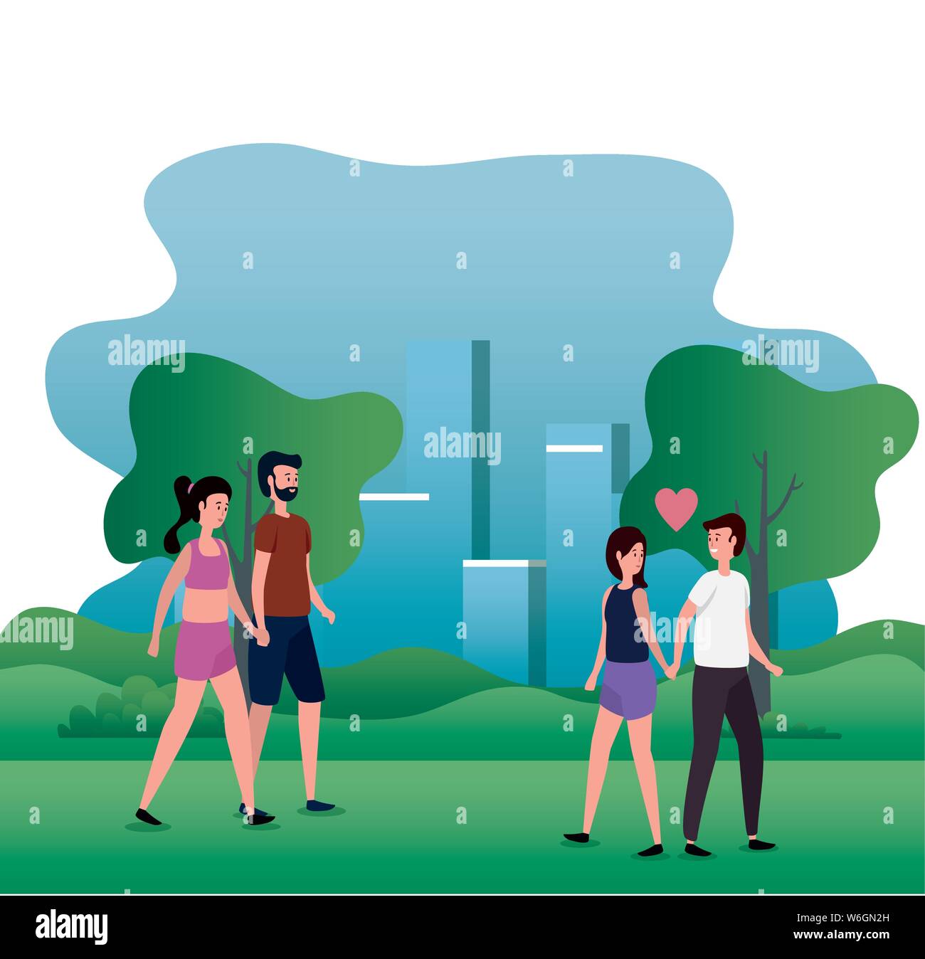 cute lovers couples on the park characters Stock Vector Image & Art - Alamy