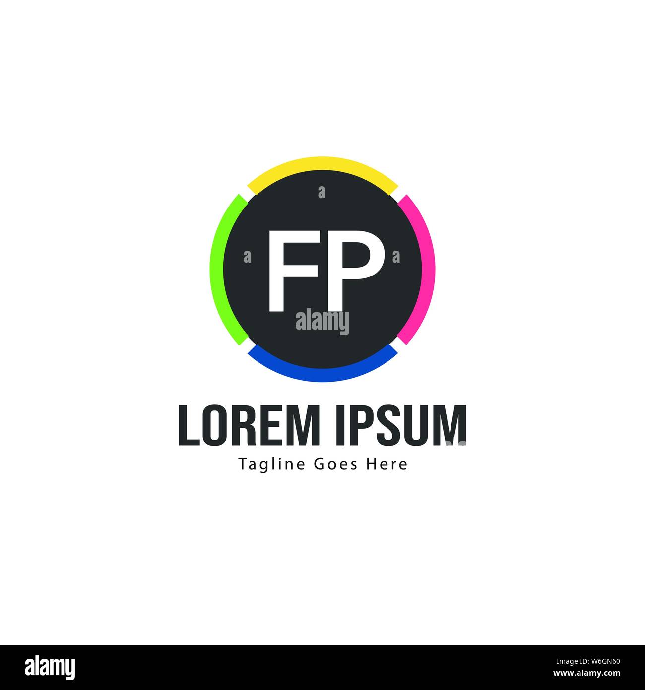Initial FP logo template with modern frame. Minimalist FP letter logo vector illustration design Stock Vector
