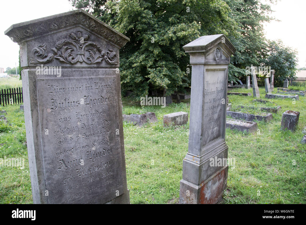 Former Mennonite village of Heubuden graveyard built since 1768 in Stogi Malborskie, Poland. July 20th 2019, is the oldest and one of the biggest Menn Stock Photo