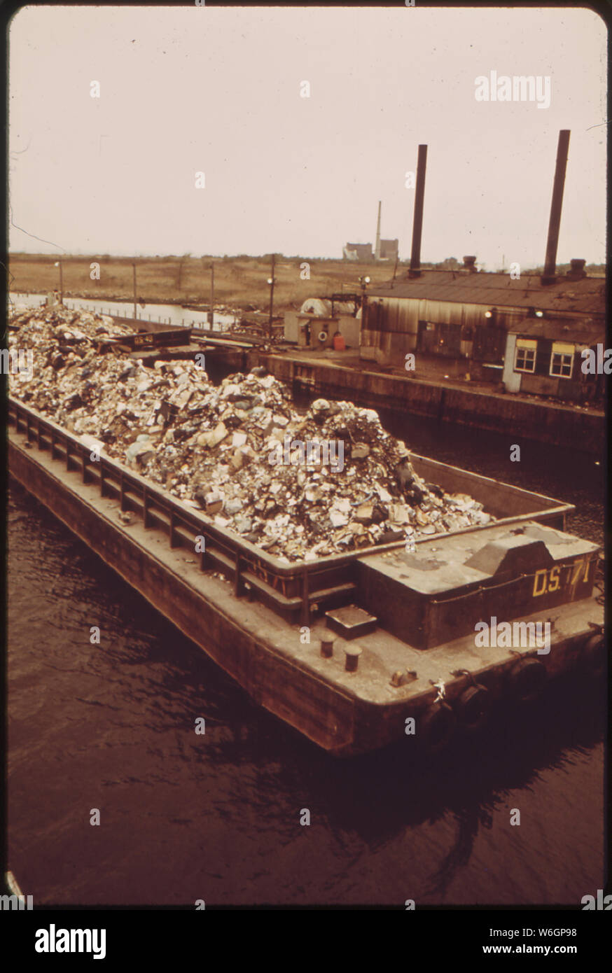 GARBAGE SCOW AT FRESH KILLS ON STATEN ISLAND, JUST EAST OF CARTERET, NJ