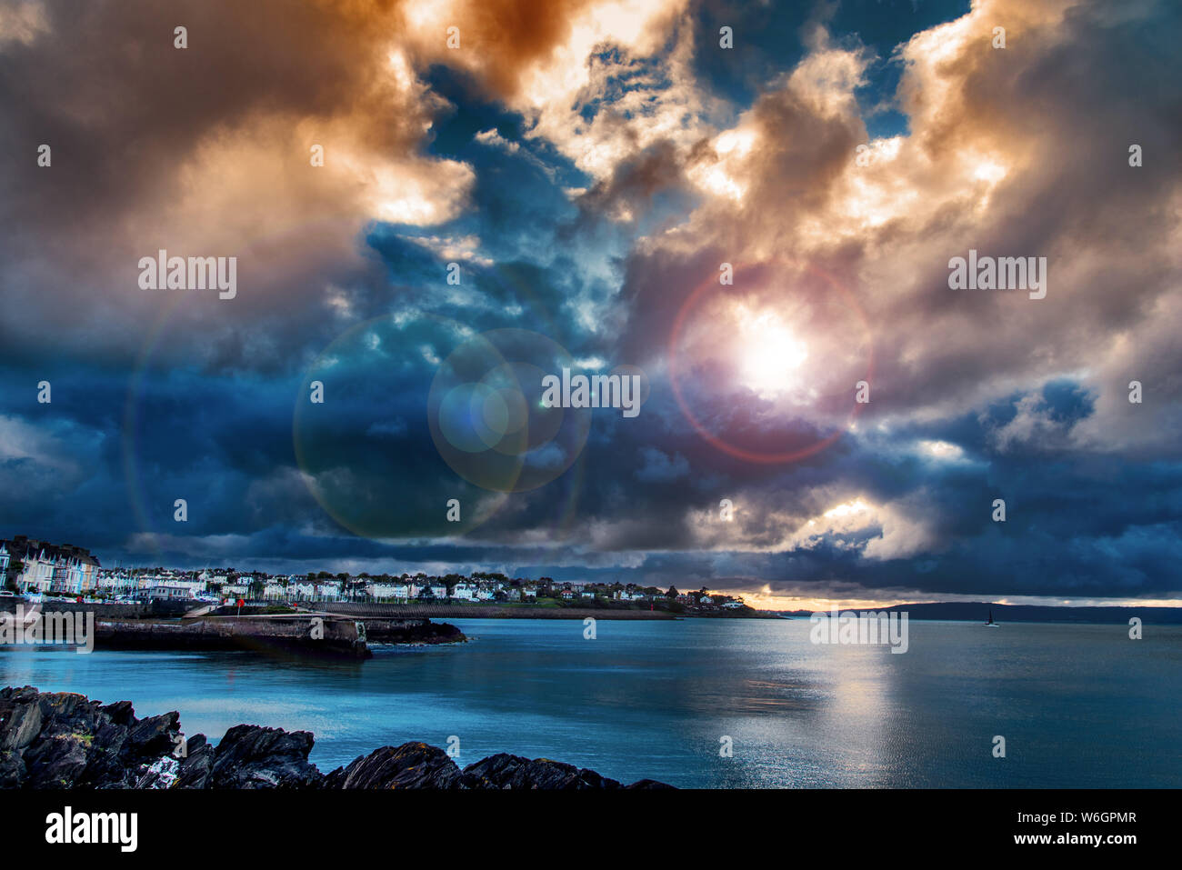 Stormy spring evening on Belfast Lough at Bangor, County Down, Northern Ireland Stock Photo