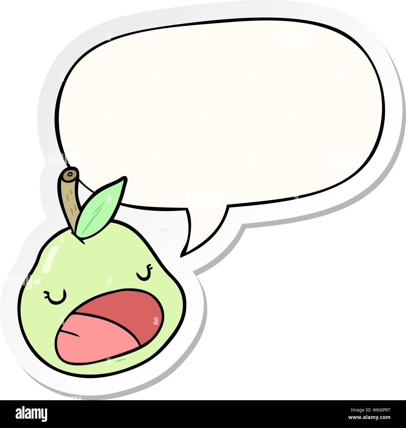cute cartoon pear with speech bubble sticker Stock Vector Image & Art ...