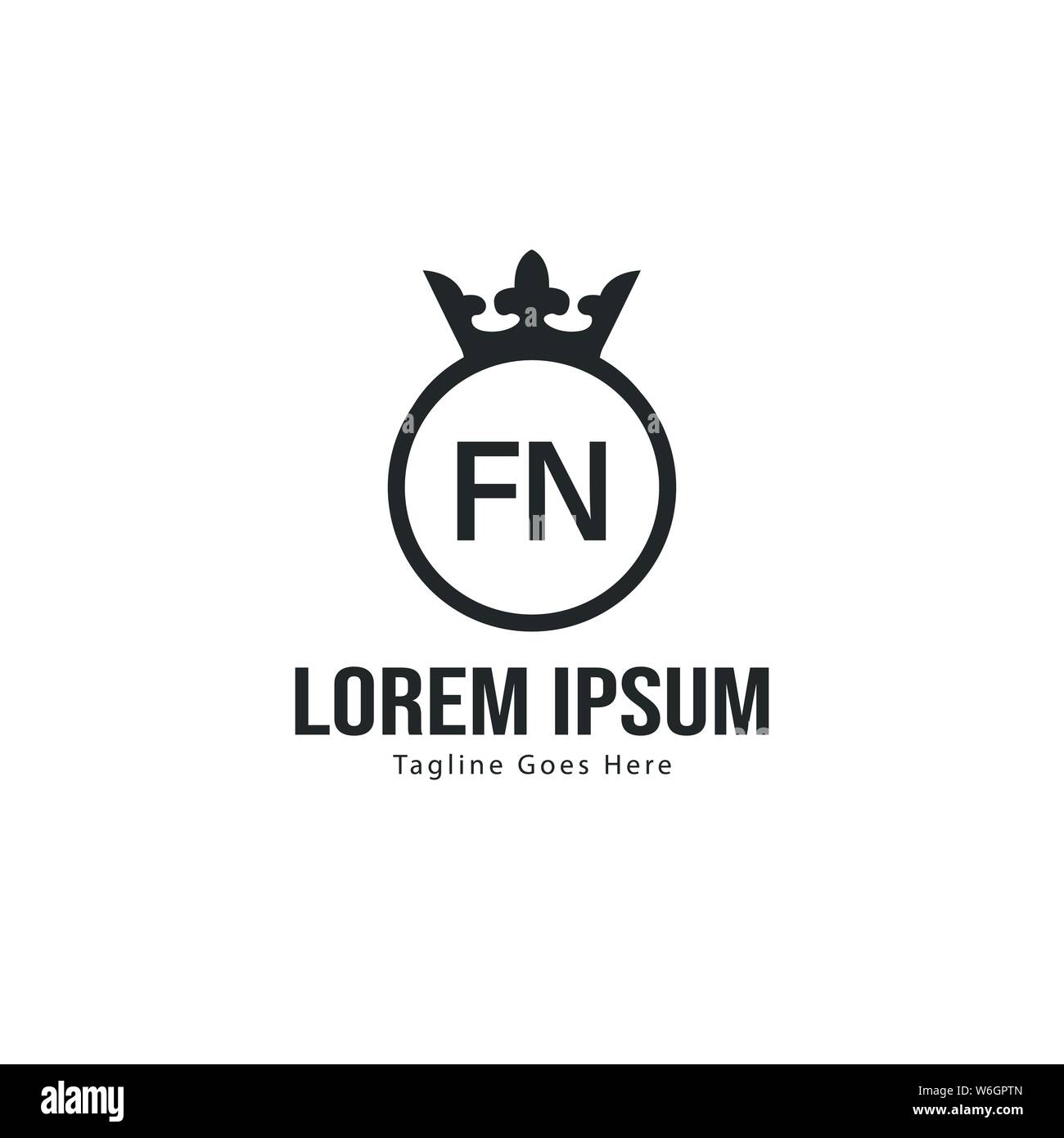 Initial FN logo template with modern frame. Minimalist FN letter logo ...
