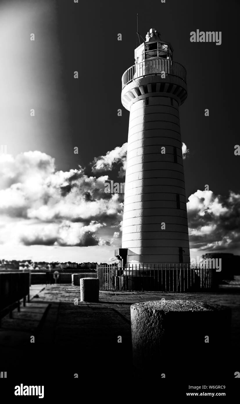 The lighthouse at Donaghadee, County Down, Northern Ireland. A well known landmark and attraction. Stock Photo