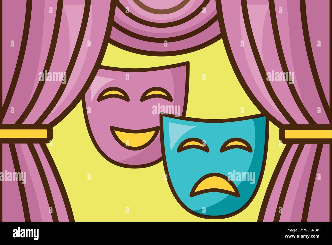 Cinema mask over yellow background design Stock Vector Image & Art - Alamy