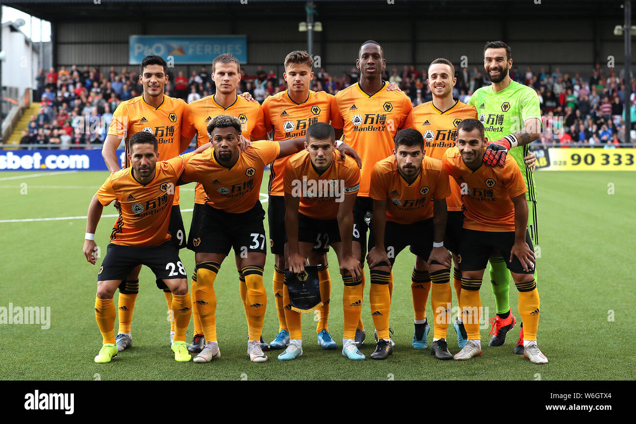 Wolverhampton Wanderers Team Group During The Uefa Europa League Second Qualifying Round Second Leg At Seaview Belfast Stock Photo Alamy