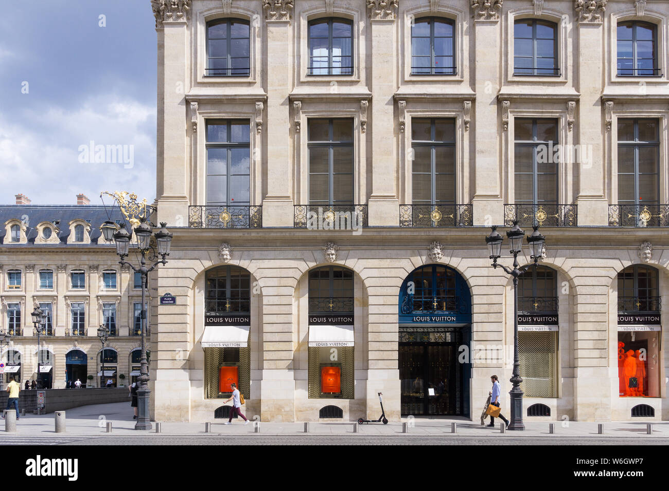 Paris shopping - Louis Vuitton store in Place Vendome in Paris, France, Europe. Stock Photo