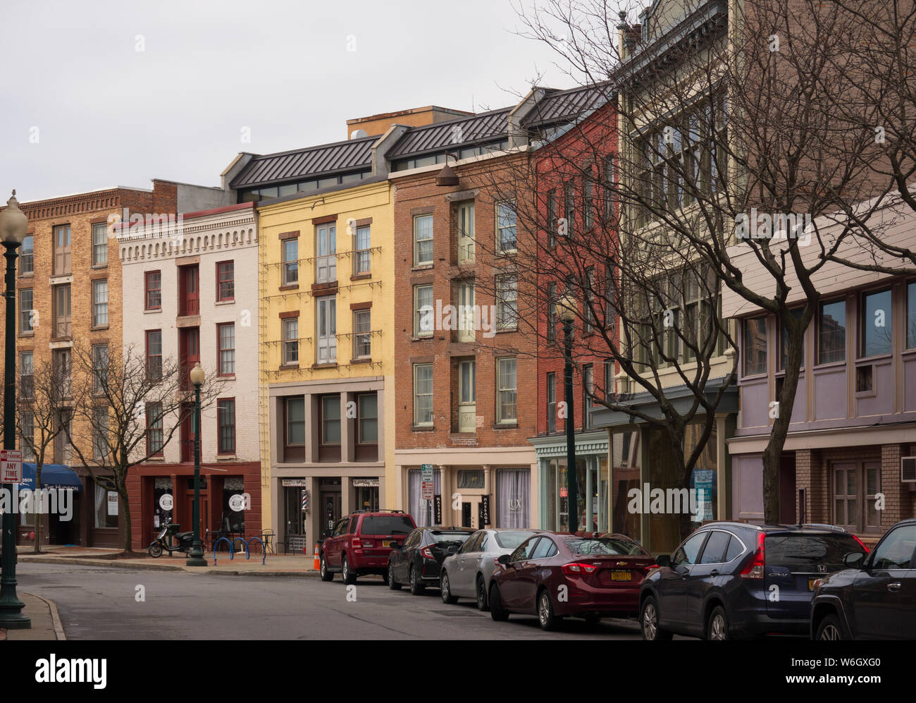 River street in downtown Troy NY Stock Photo