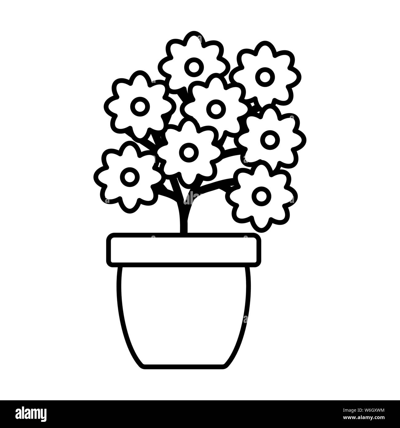 flowers garden in ceramic pot decoration vector illustration design ...