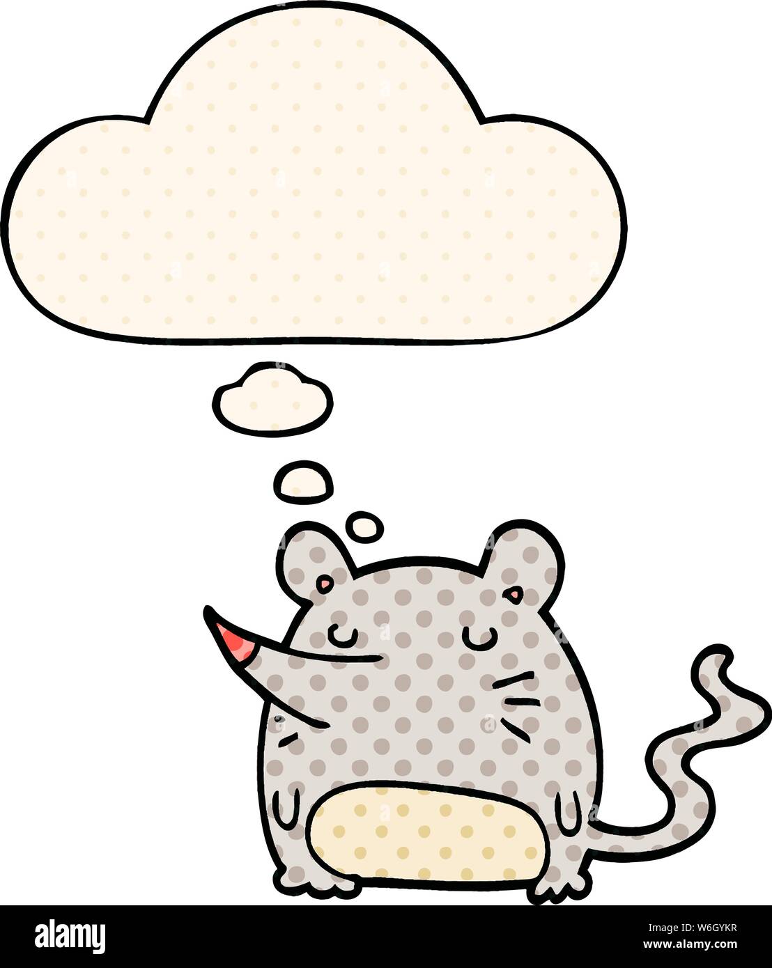 cartoon mouse with thought bubble in comic book style Stock Vector
