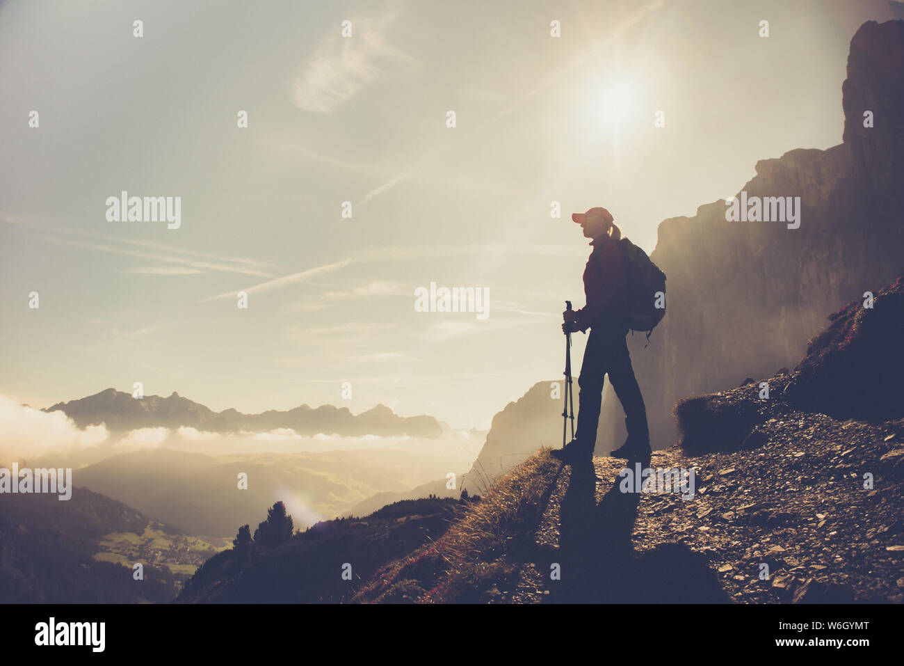 Happy hiker silhouette hi-res stock photography and images - Alamy