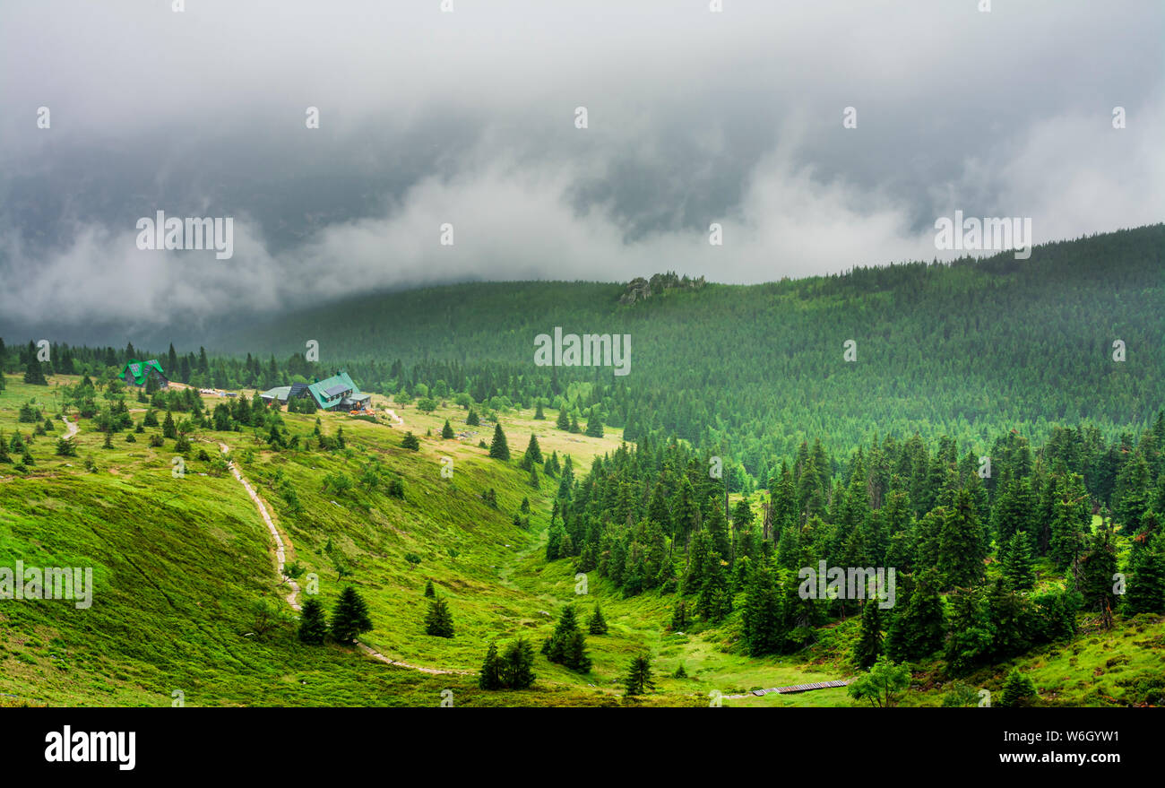 Panoramic view foggy mountains in hi-res stock photography and images ...