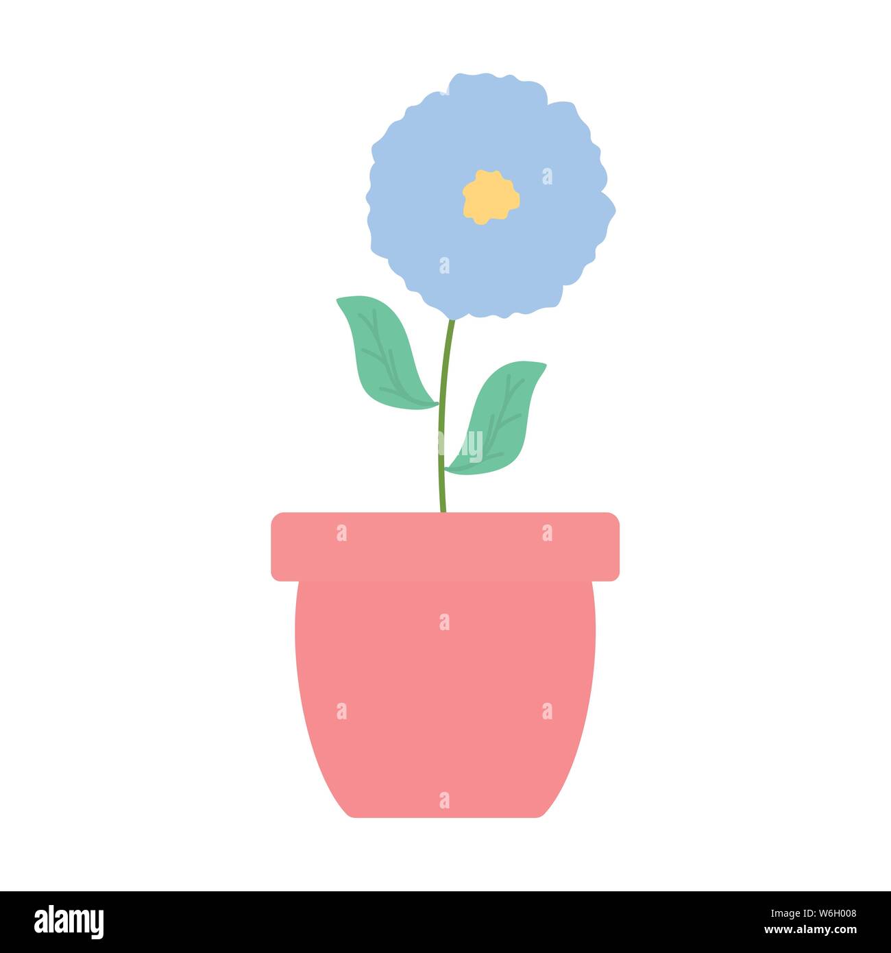 cute flower and leafs plant in ceramic pot vector illustration design ...