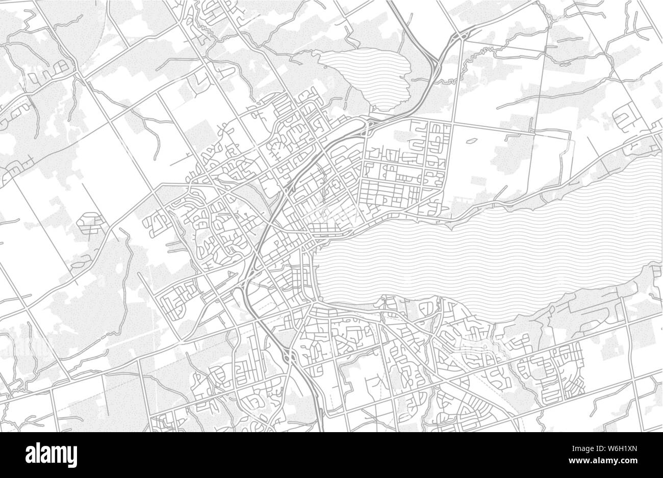 Barrie, Ontario, Canada, bright outlined vector map with bigger and