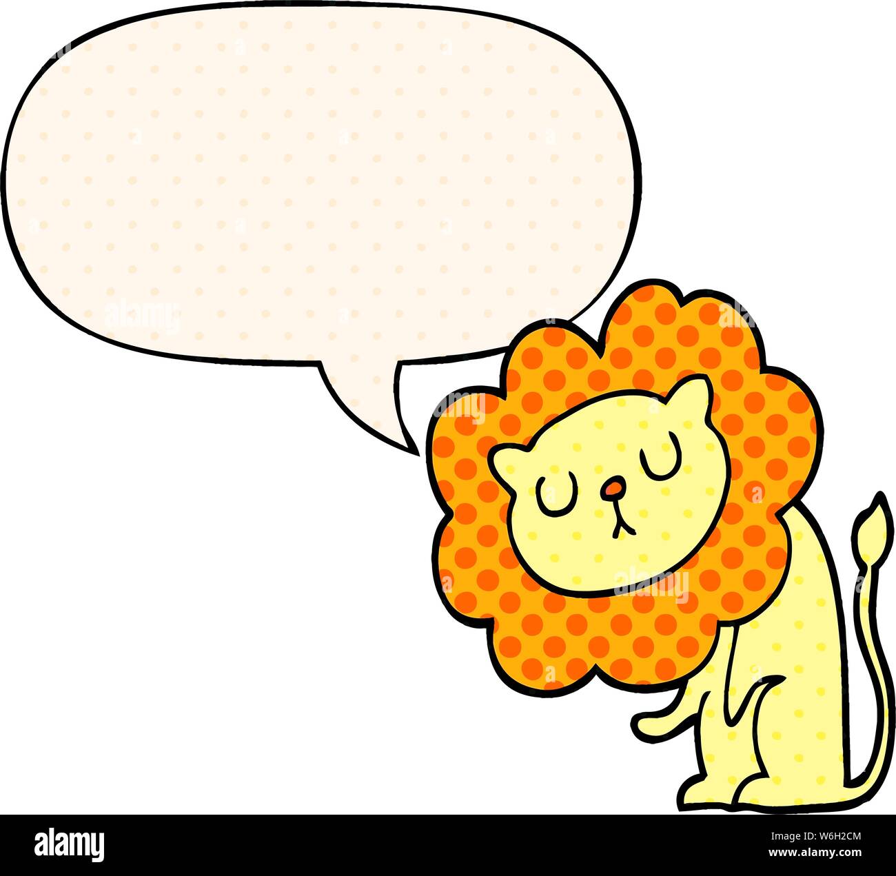 cute cartoon lion with speech bubble in comic book style Stock Vector ...